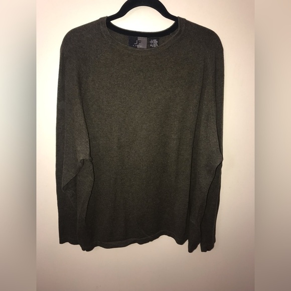 VINTAGE J. Ferrar Mens Cotton Olive Green Thin Knit Long Sleeve Sweater Size XL - Picture 3 of 10
